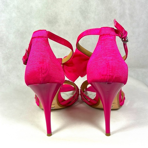 ABS by Allen Schwartz Canary Prom Formal Bow T-Strap Party Heels in Barbie Pink - Picture 6 of 9